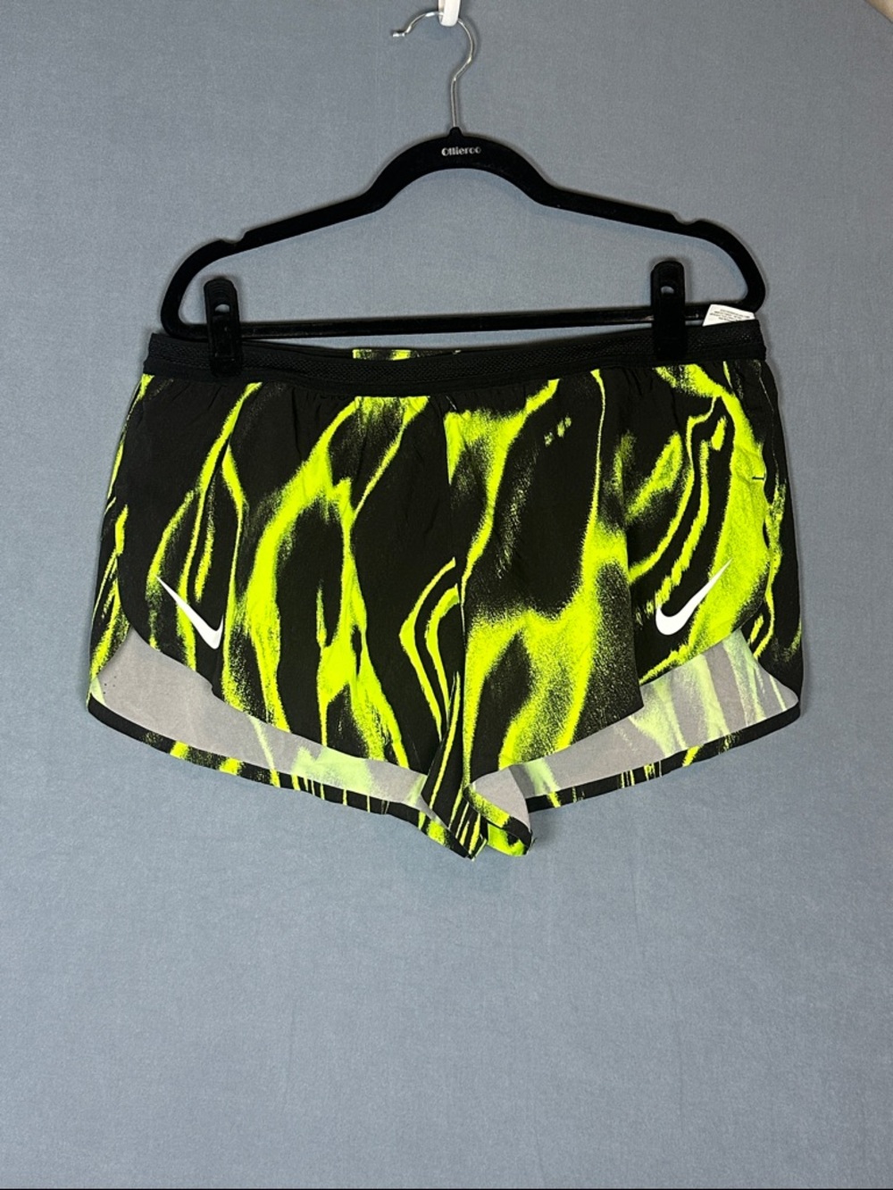 Nike Dri Fit Running Shorts Womens XL Neon Yellow Black Athletic Gym Shorts
